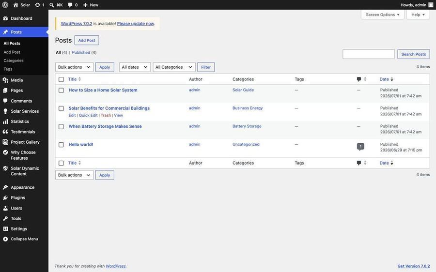 Posts list