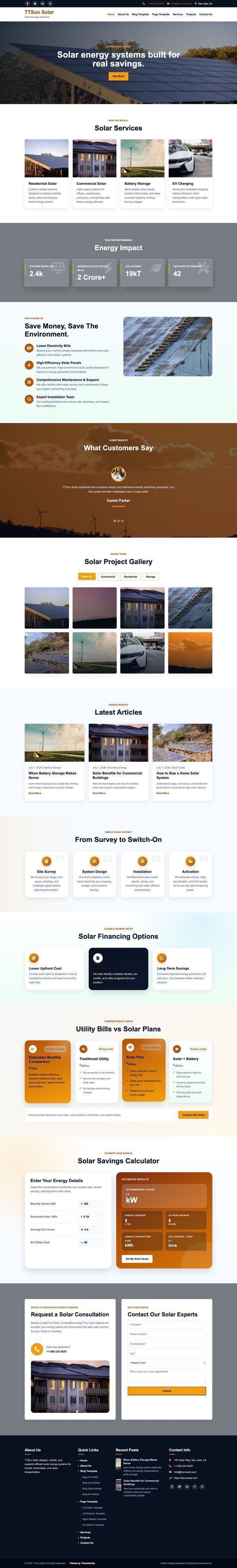 TTSun Solar Pro homepage frontend