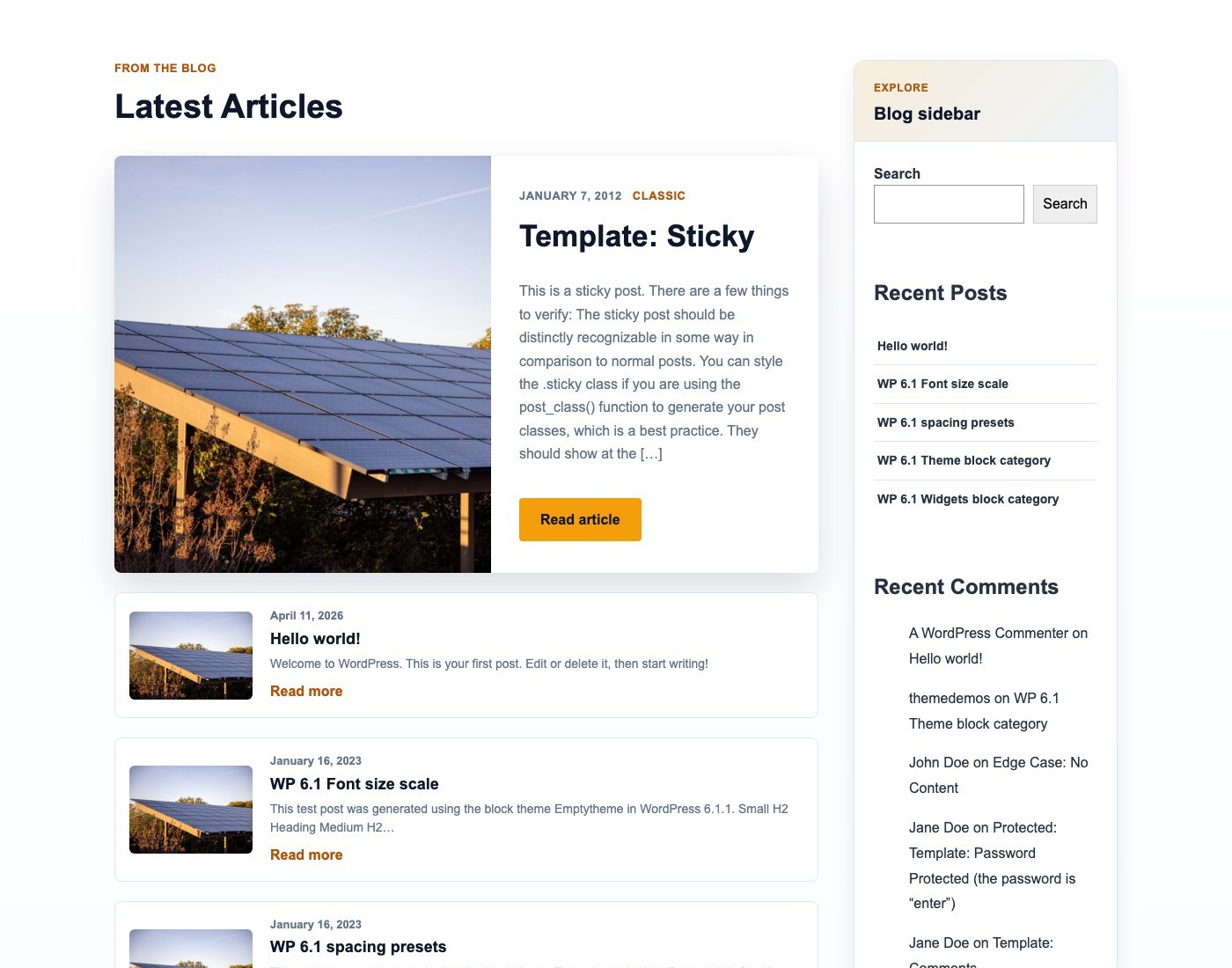 Latest posts blog layout