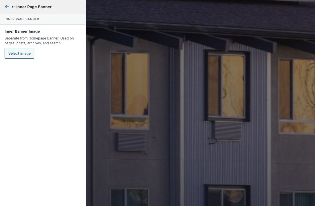 Customizer Inner Page Banner settings
