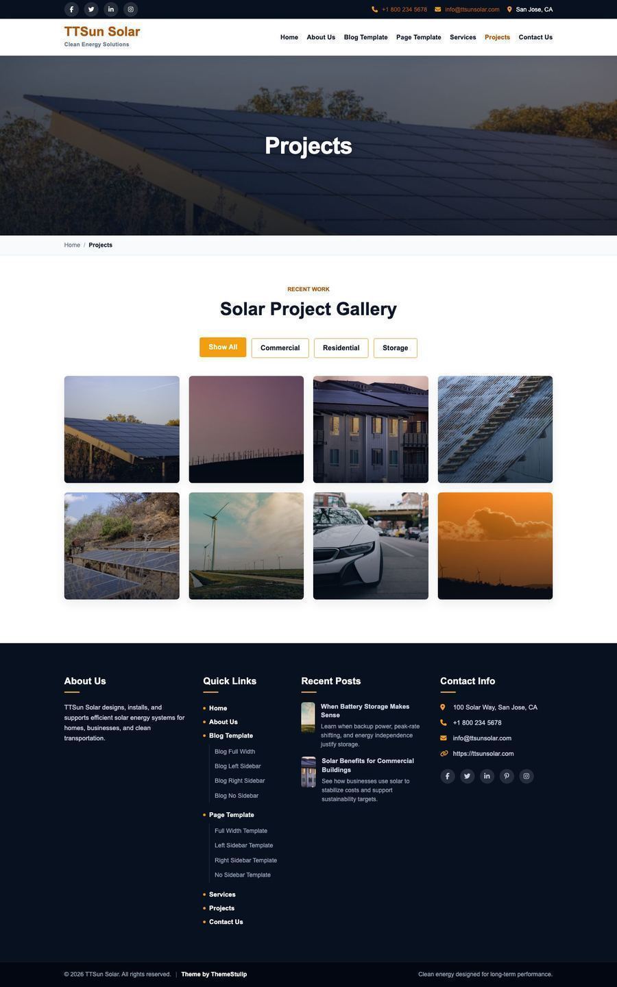 Projects page