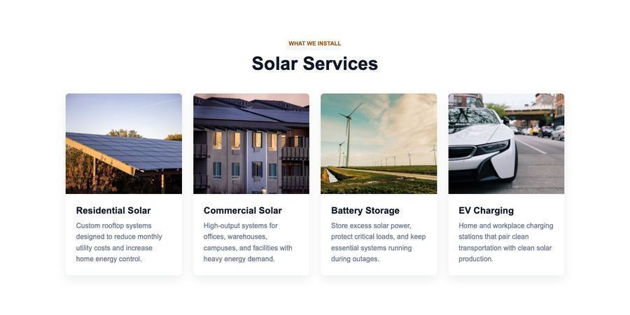 Services section frontend