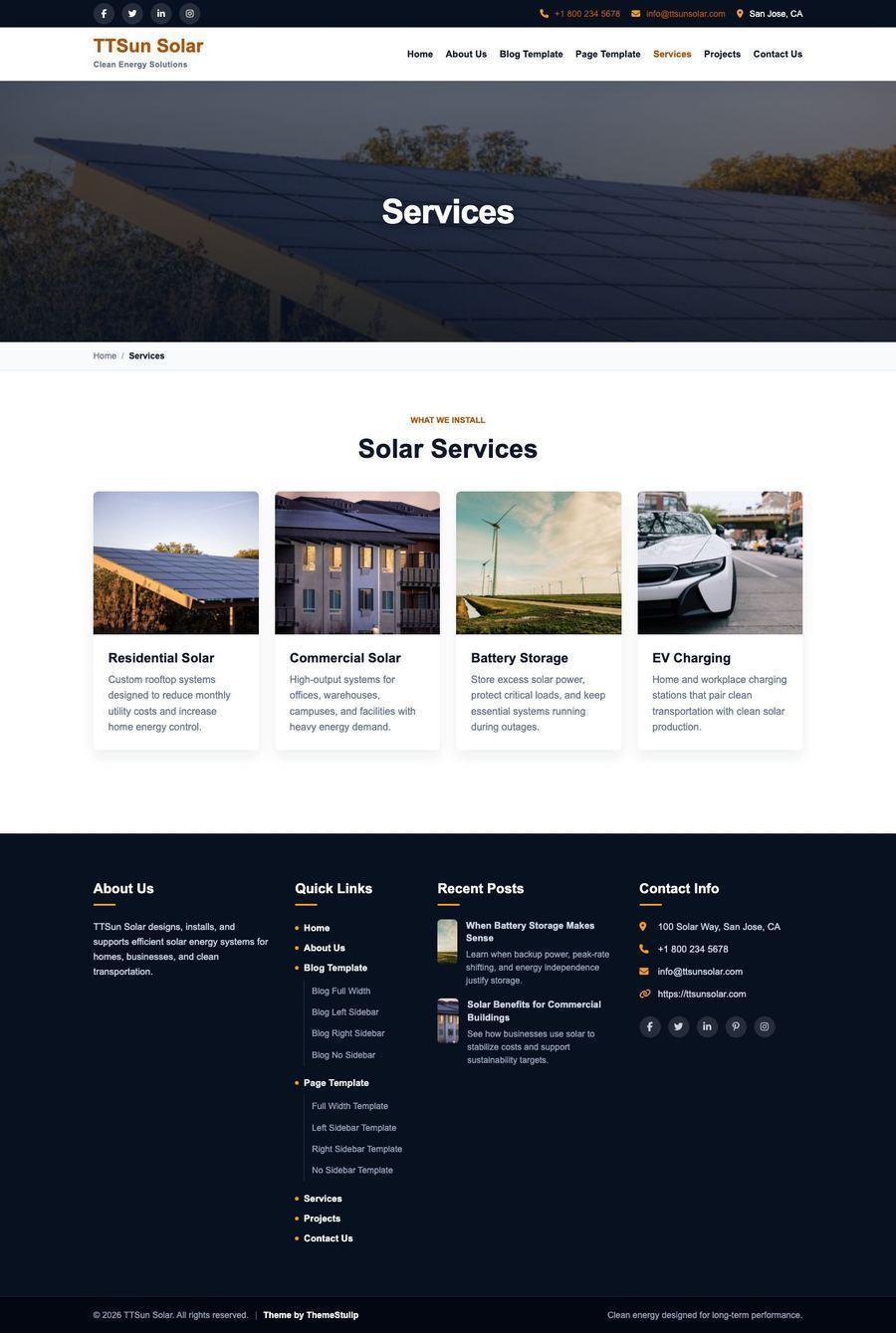 Services page
