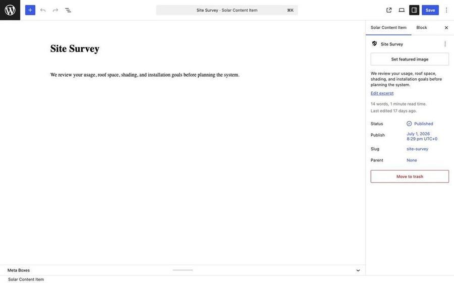 Edit Solar Dynamic Content