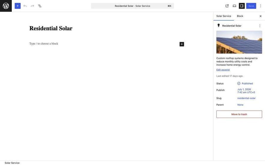 Edit Solar Service post