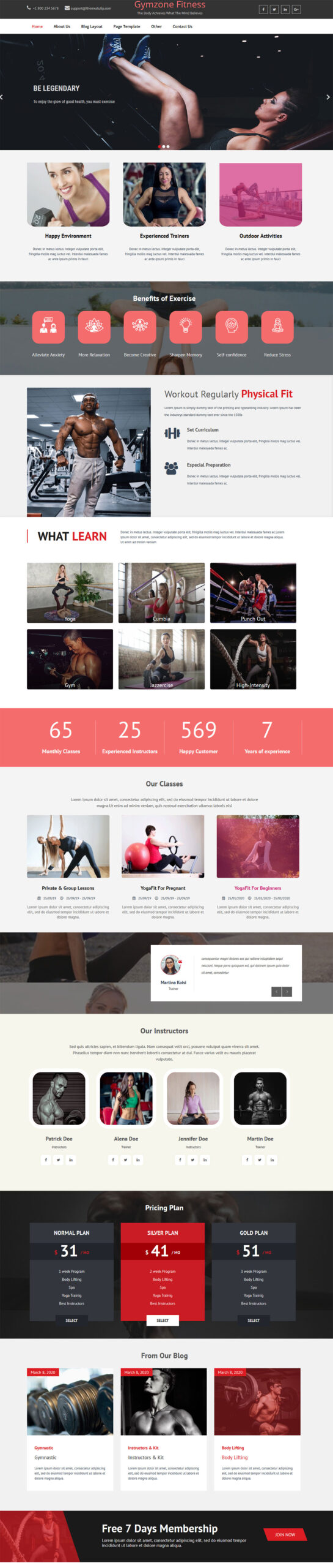 FIT ZONE  Fitness & Gym Website Design